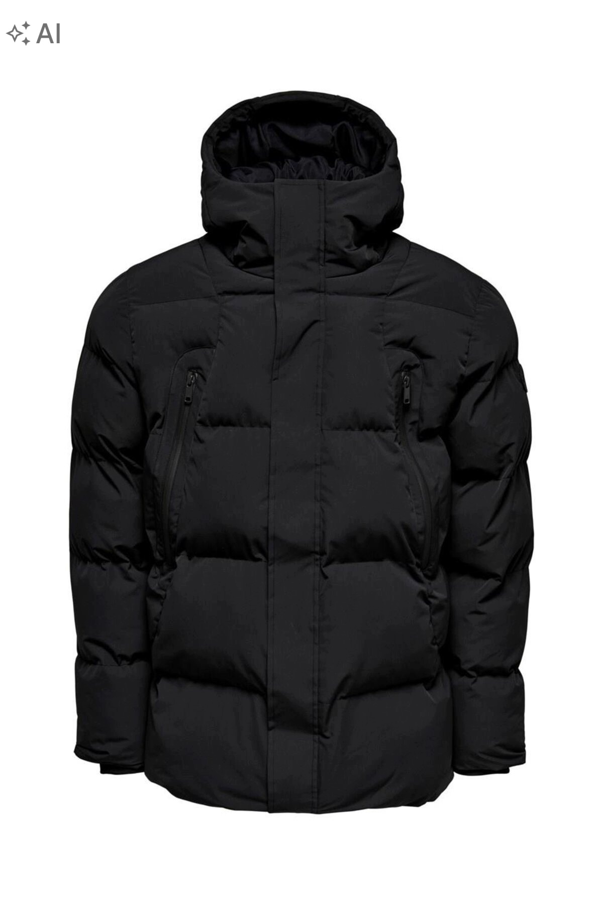 Only & Sons Černá Prošívaná Péřová Bunda S Kapucí XL 5IA
