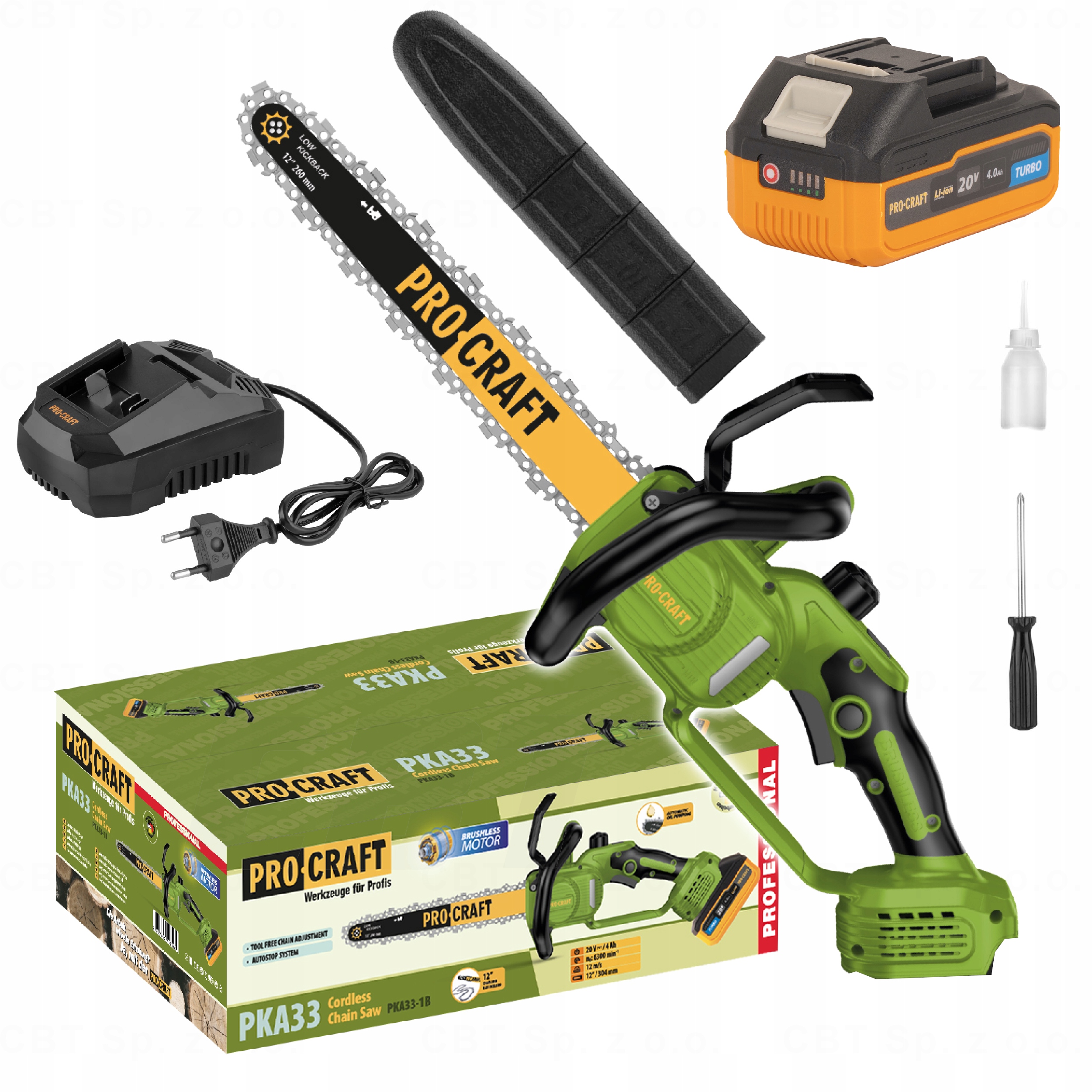 Pilarka Łańcuchowa Lekka Akumulatorowa 4AH Ładowarka Prowadnica 30 CM