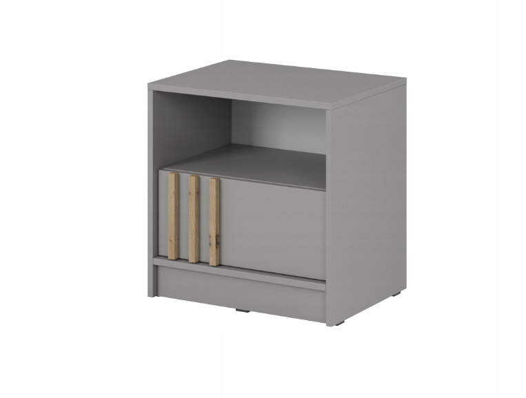 Szary Stolik nocny z lamelami NELA 50cm PS