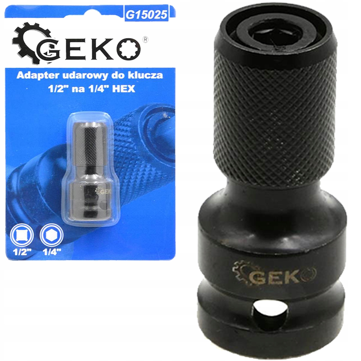 

Adapter Udarowy Przejściówka 1/2 na 1/4 Hex klucza