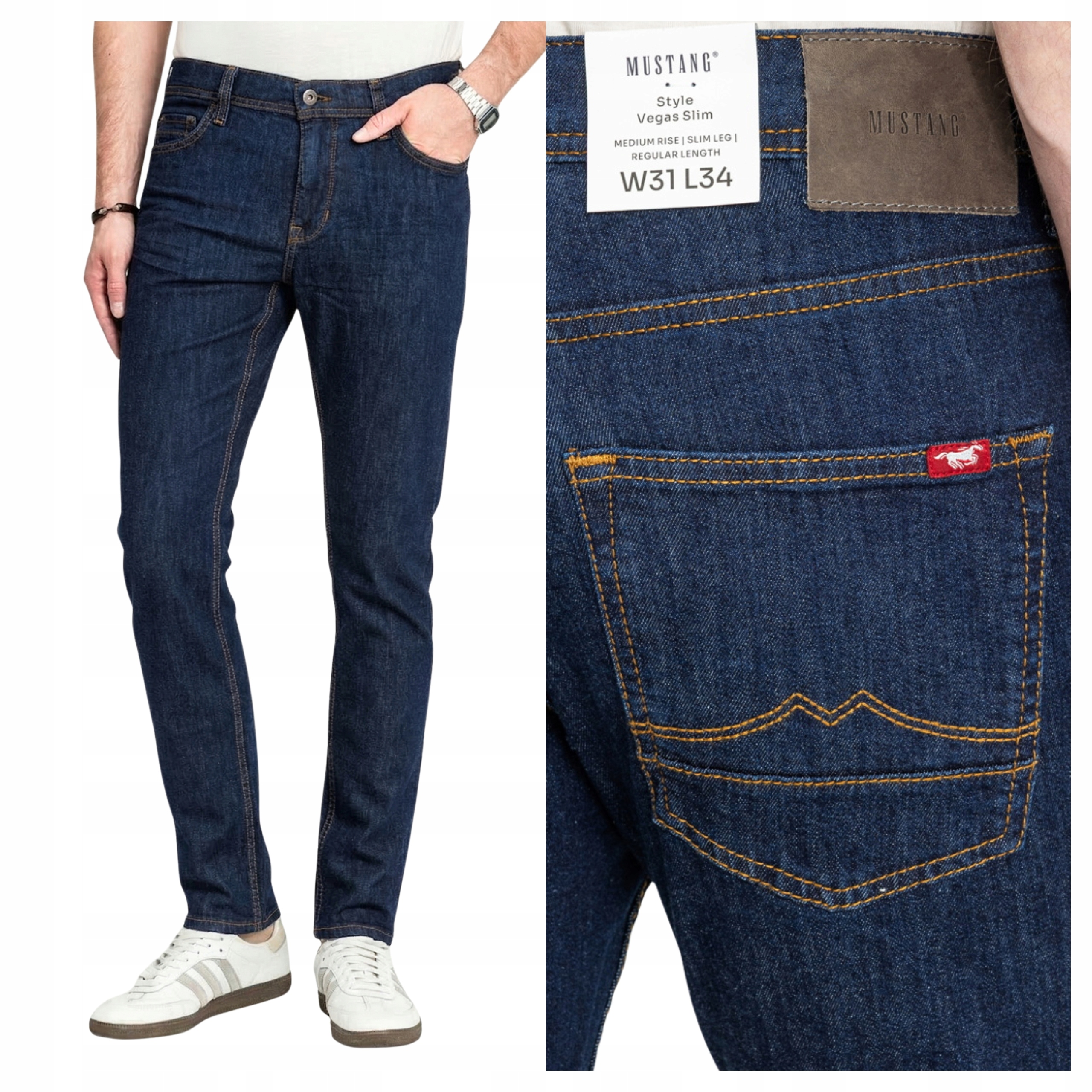 Pánské džínové kalhoty Mustang Vegas Slim Modré Denim W31 L32