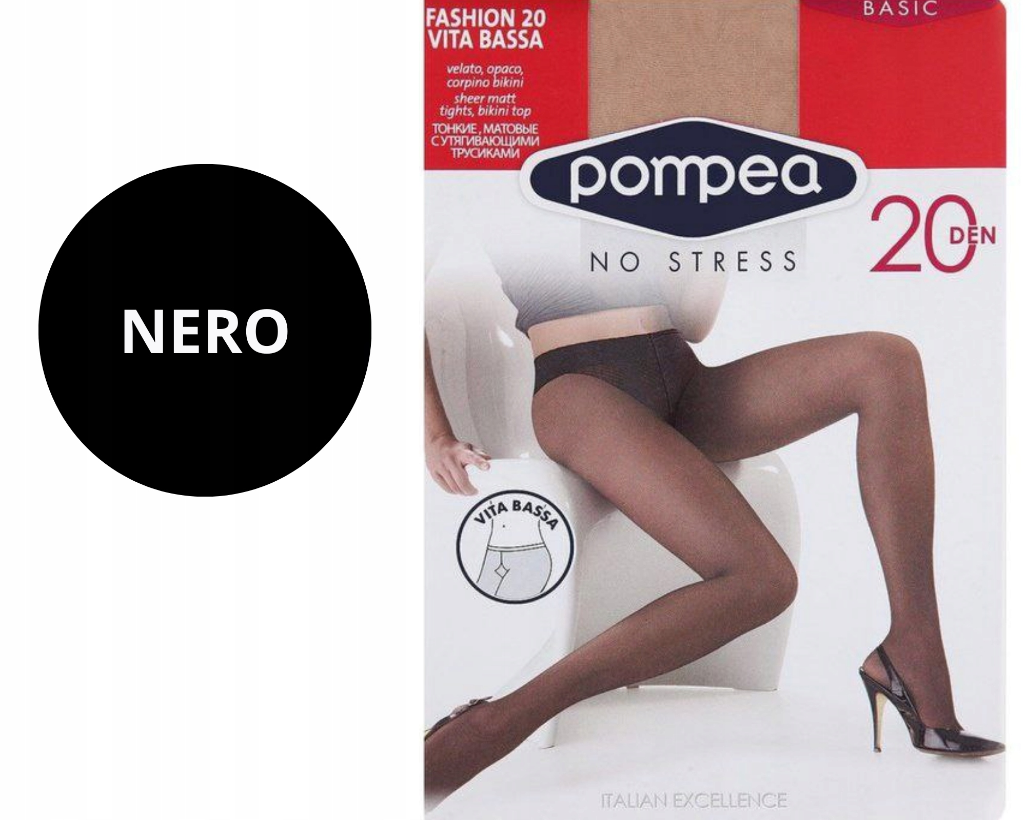 Vita Bassa Collant Pompea 20 Den Neri Collant Donna Pompea