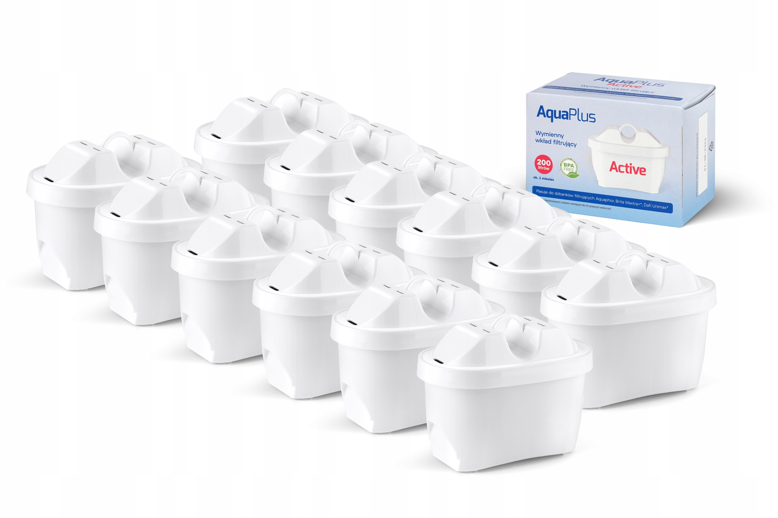 Wkłady Filtrujące AquaPlus uniwersalny filtr do dzbanka do wody 12 szt.