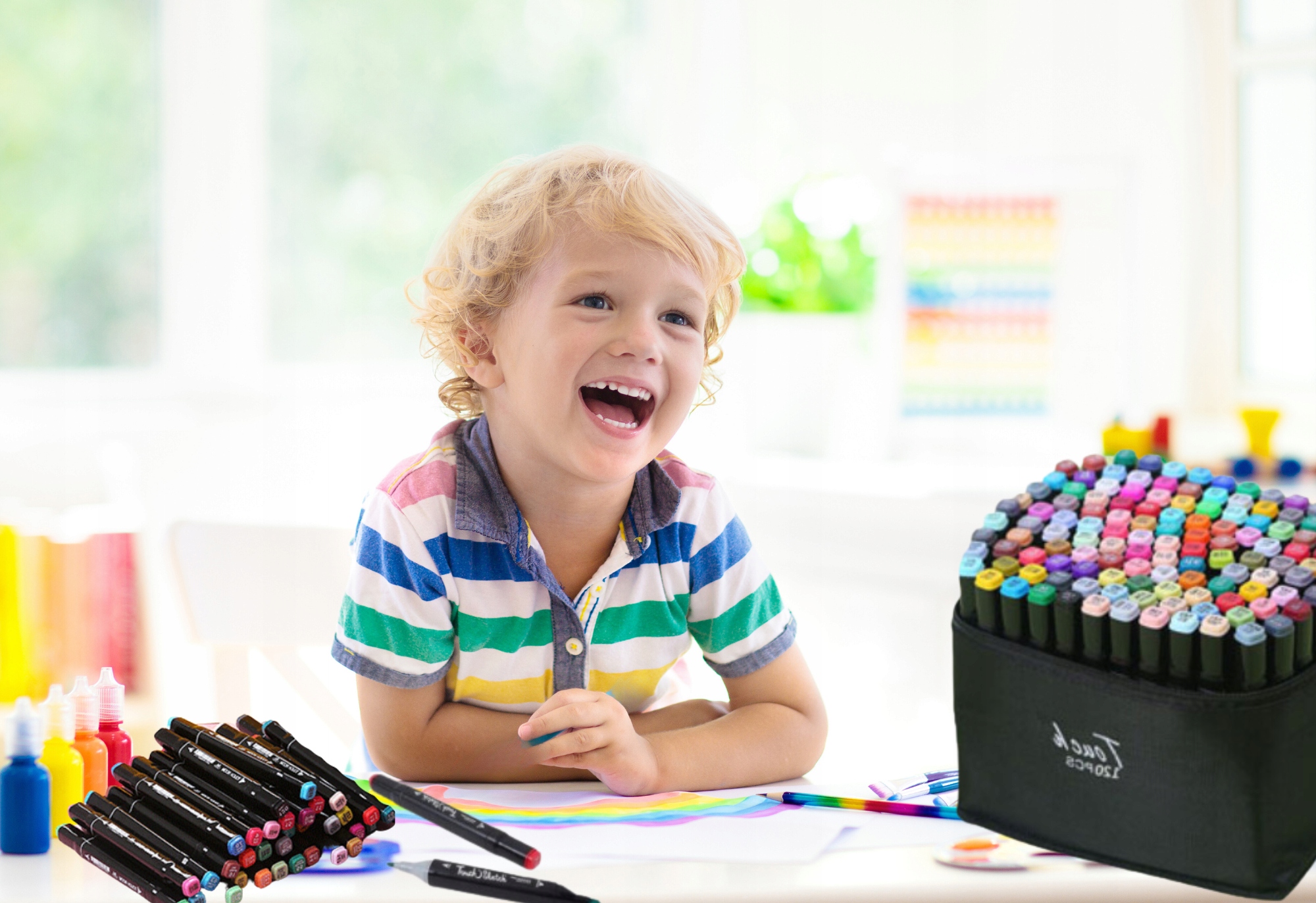 MARKERY ALKOHOLOWE DWUSTRONNE FLAMASTRY PISAKI MAZAKI ZESTAW 120 SZT+TORBA Marka inna