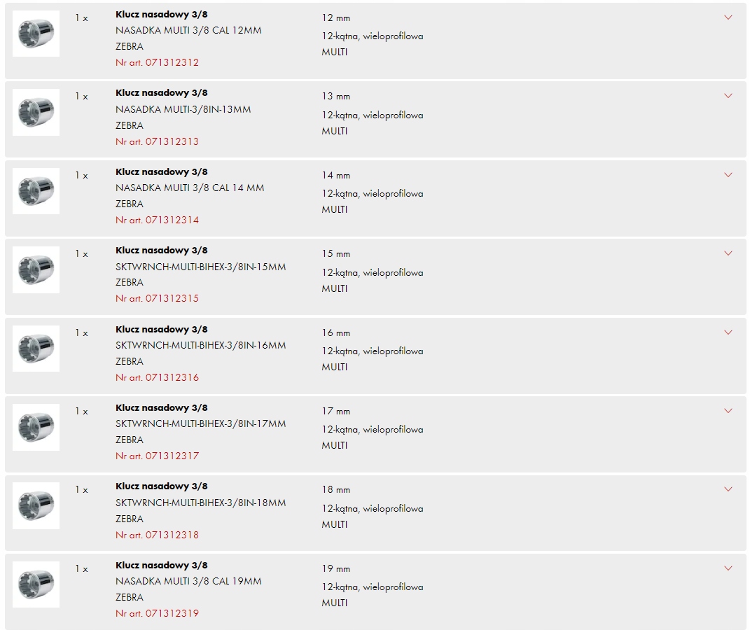 Wurth Zestaw kluczy nasadowych z grzechotką 3/8", 22 elementy (096512022) Marka Wurth