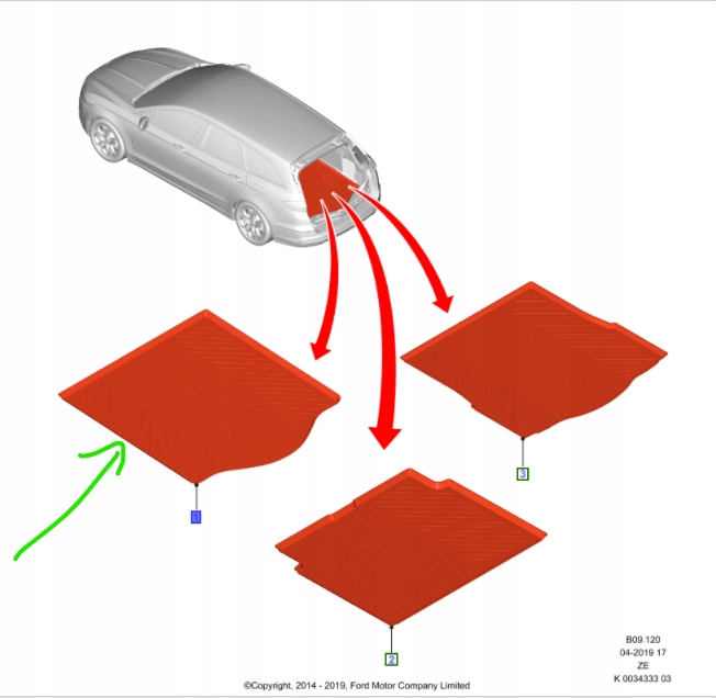Гумовий килимок для багажника FORD MONDEO mk5 Універсал