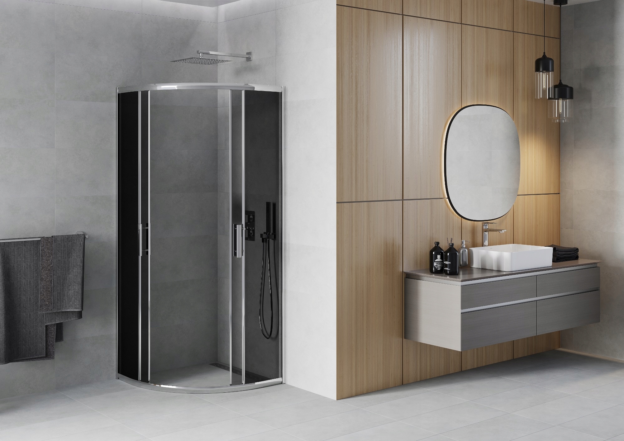 MEXEN RIO KABINA PRYSZNICOWA PÓŁOKRĄGŁA 80x80 GREY Marka Mexen