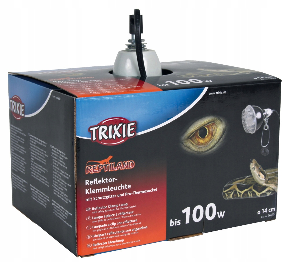 Levně Lampa s upínací sponou, černá, s ochrannou sítí, o 14 cm, 100 W
