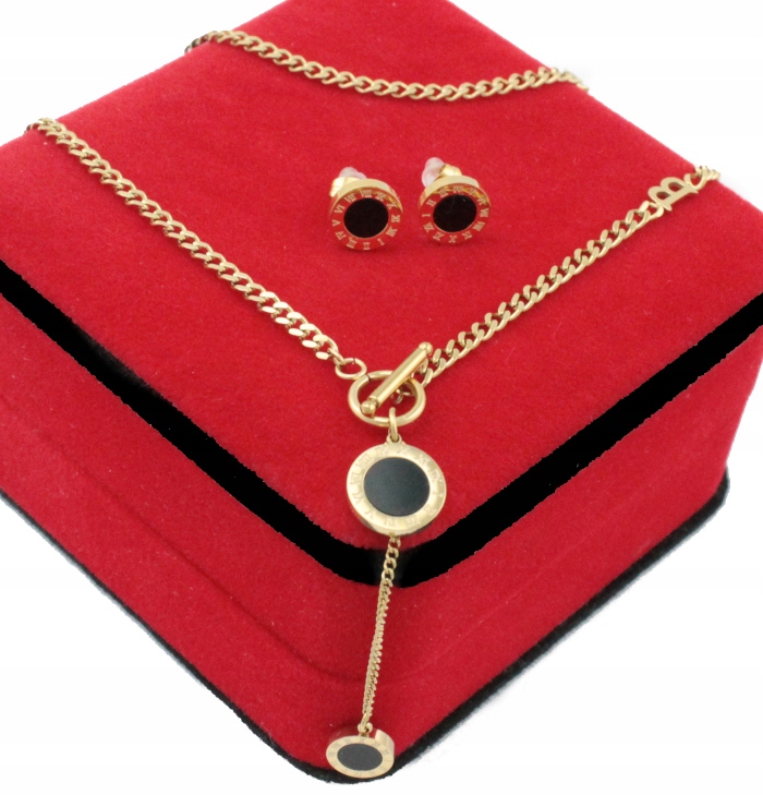 

Komplet Złoty Czarne Oczko Stal Chirurgiczna 316L