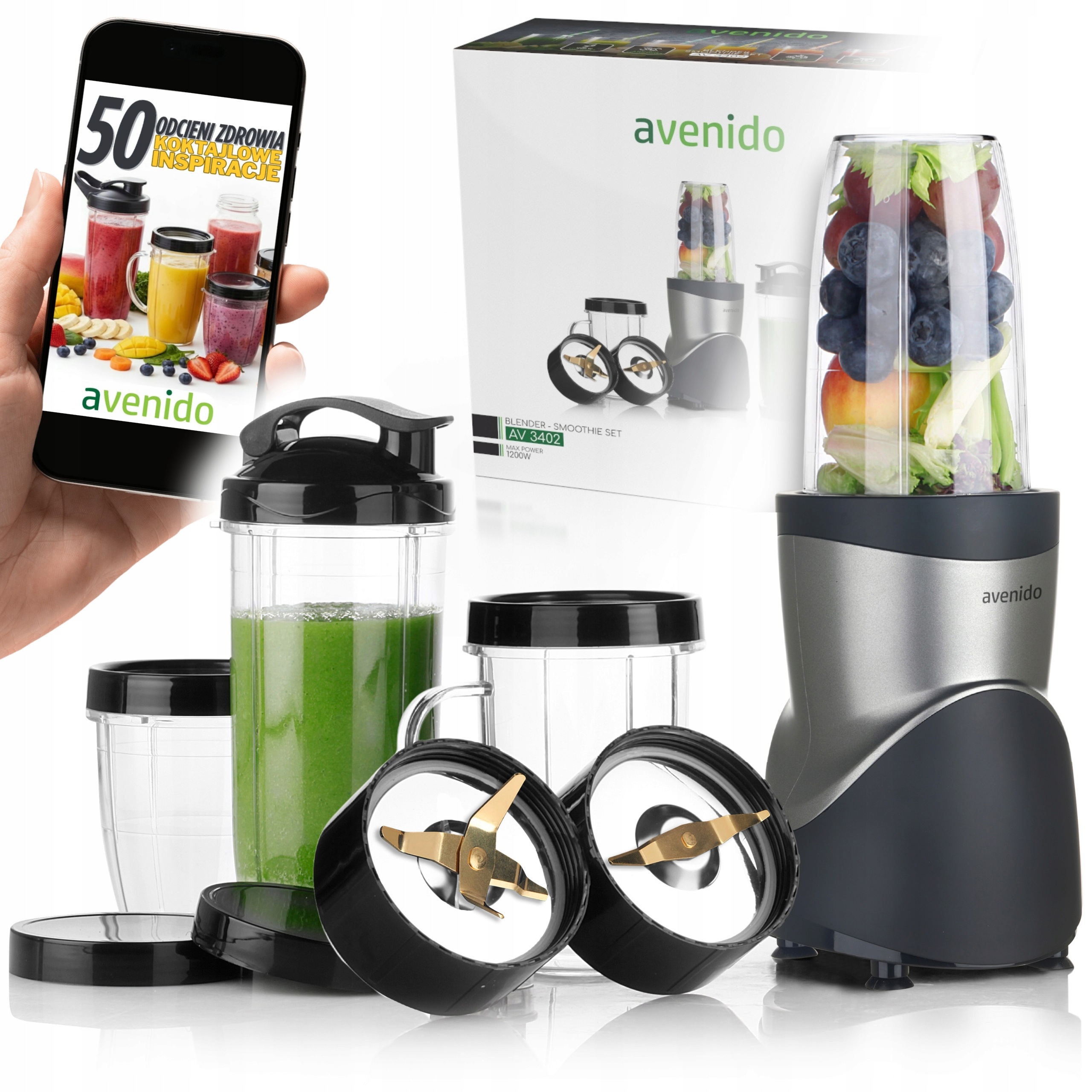 Kalichový Mixér Na Smoothie do koktejlů 1200W 4 lahve na láhev