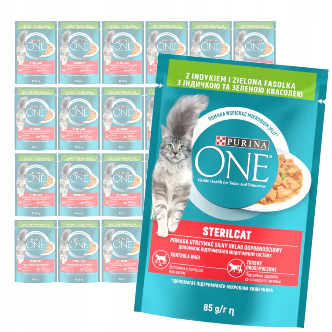 Purina One Sterilcat 24x85g Mokré Krmivo Pro Kočky Krůta a zelenými fazolkami