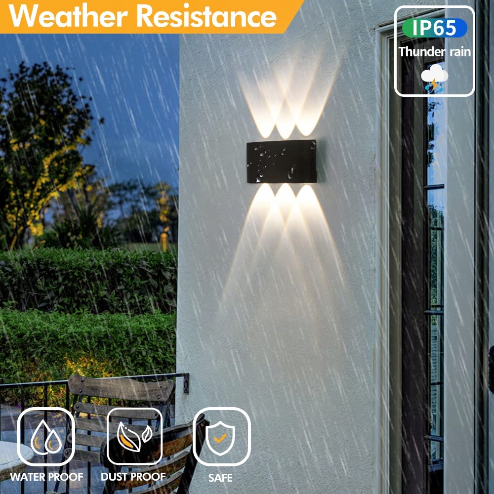 Kinkiet LED Wewnętrzny Zewnętrzny Up Down Czarny Neutralne IP65 FUPE — miniatura 4