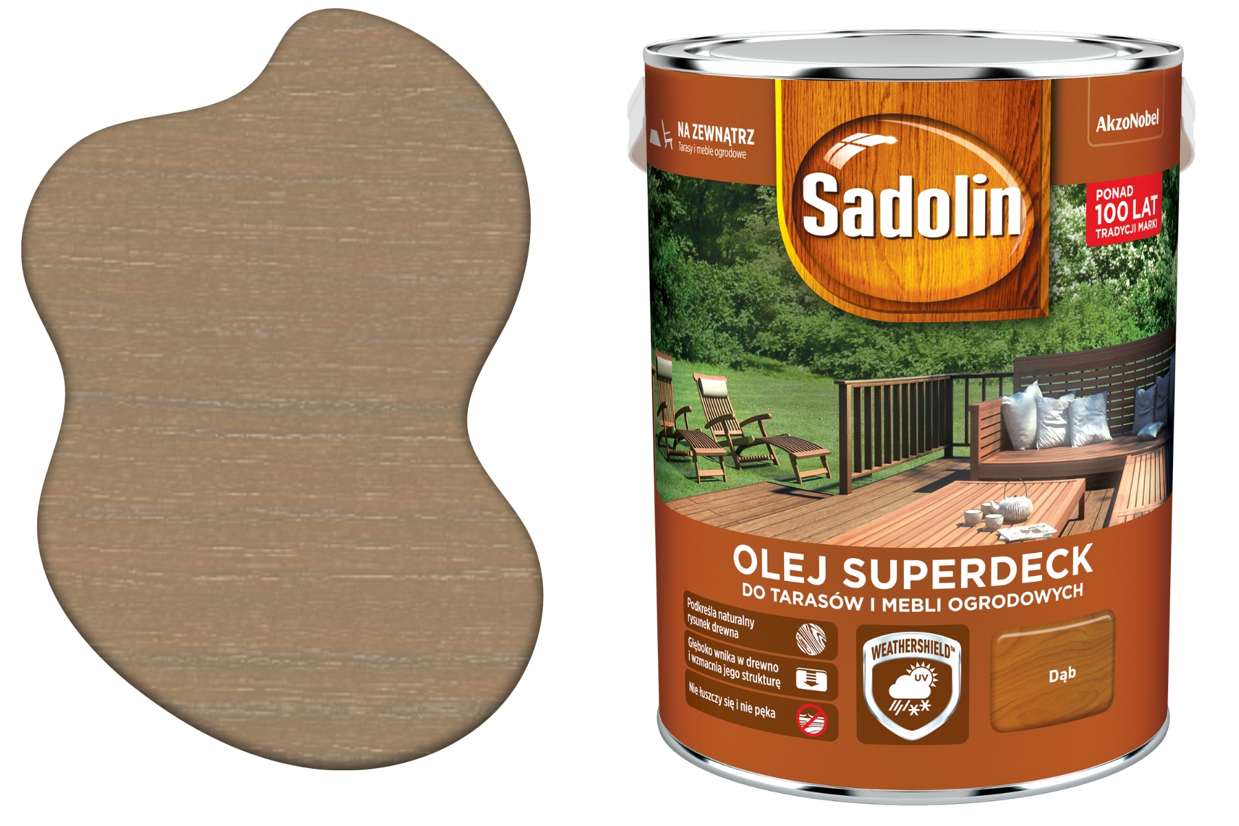 Wydajny Olej Impregnat Do Drewna Tarasów Mebli Sadolin Superdeck Dąb 10L