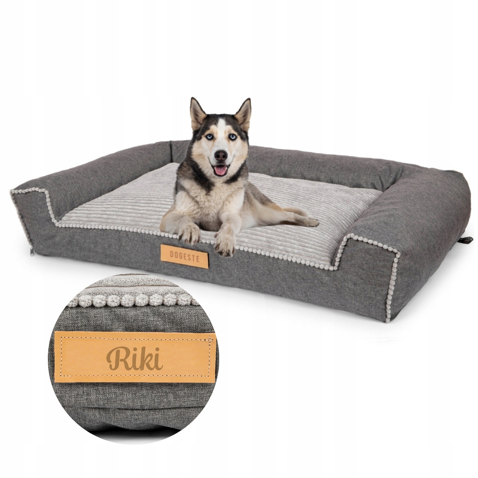 Levně Pelíšek pro psa Potah Pohovka XL Štruks s gravírováním Bonus jméno 100x65