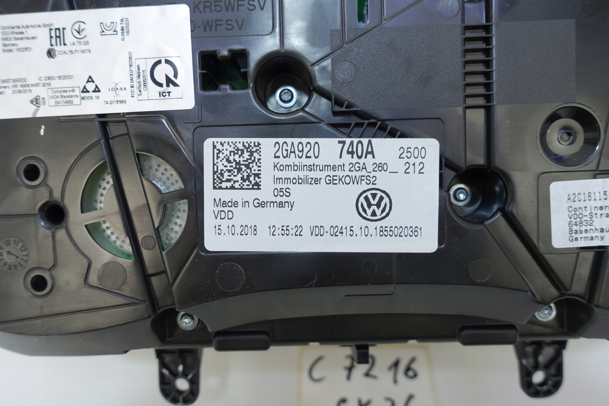dials dials VW T-ROC 2GA 14330KM 2GA920740A
