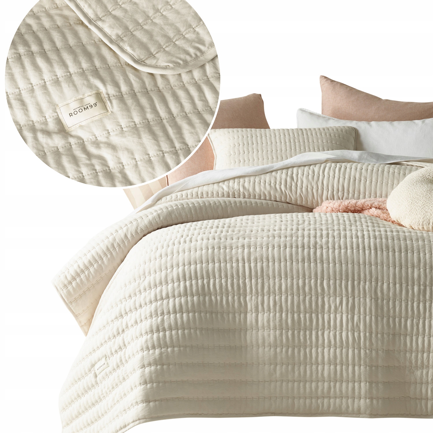 ROOM99 Přehoz na postel 200x220 béžový na pohovku, prošívaná pohovka Premium Mùse