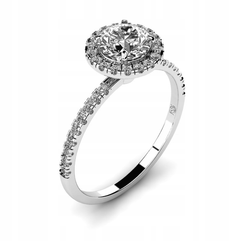 

Pierścionek Z Białego Złota Błyszczący Halo