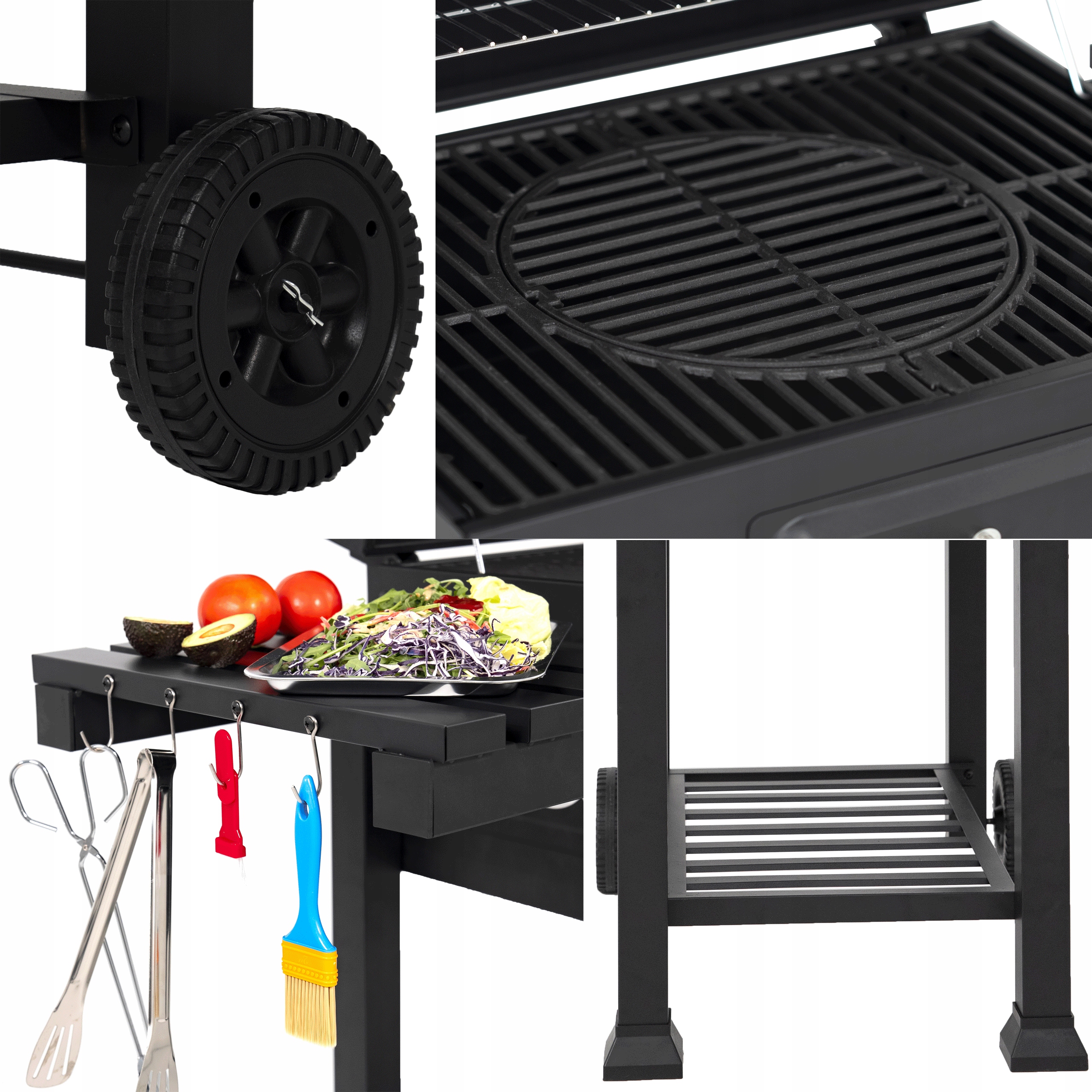 GRILL WĘGLOWY OGRODOWY RUSZT ŻELIWNY POPIELNIK + MATA PRIMAVEO MAJESTAT XXL Głębokość grilla 48 cm