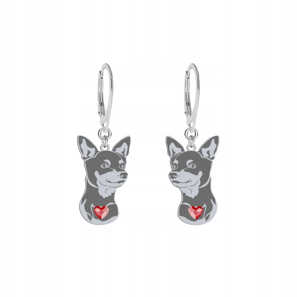 Stříbrné Náušnice se psem Prager Rattler 925 Žena Šperky Gravírování Bonus