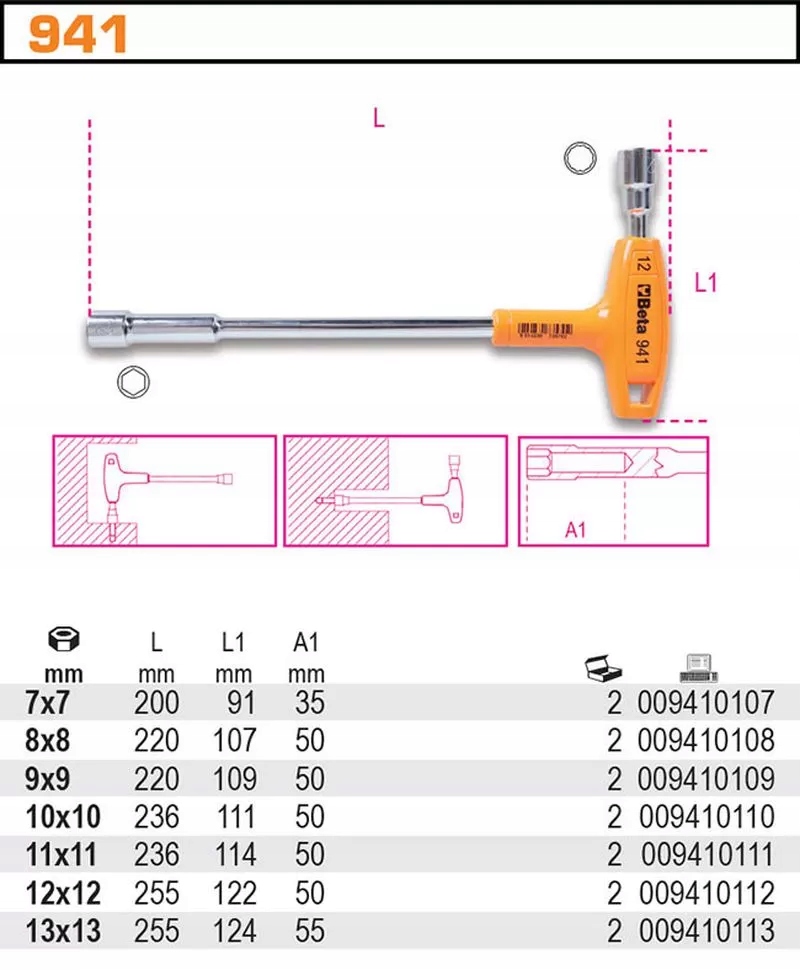 Klucz nasadowy kątowy z rekojeścią 12mm Rodzaj klucza nasadowy