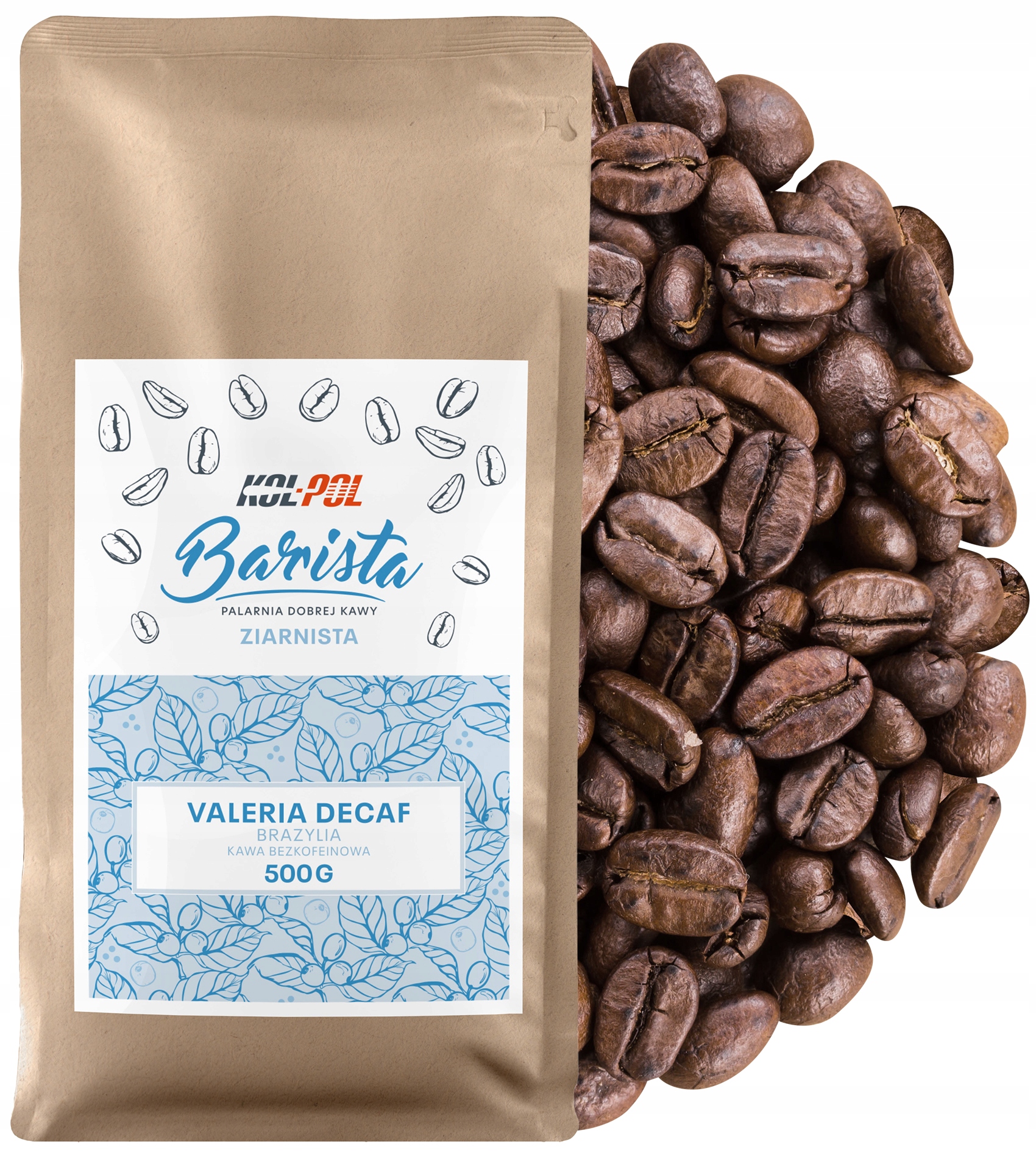 Levně Káva Bez kofeinu 500 g Čerstvě pražená Valeria Decaf x Kol-Pol