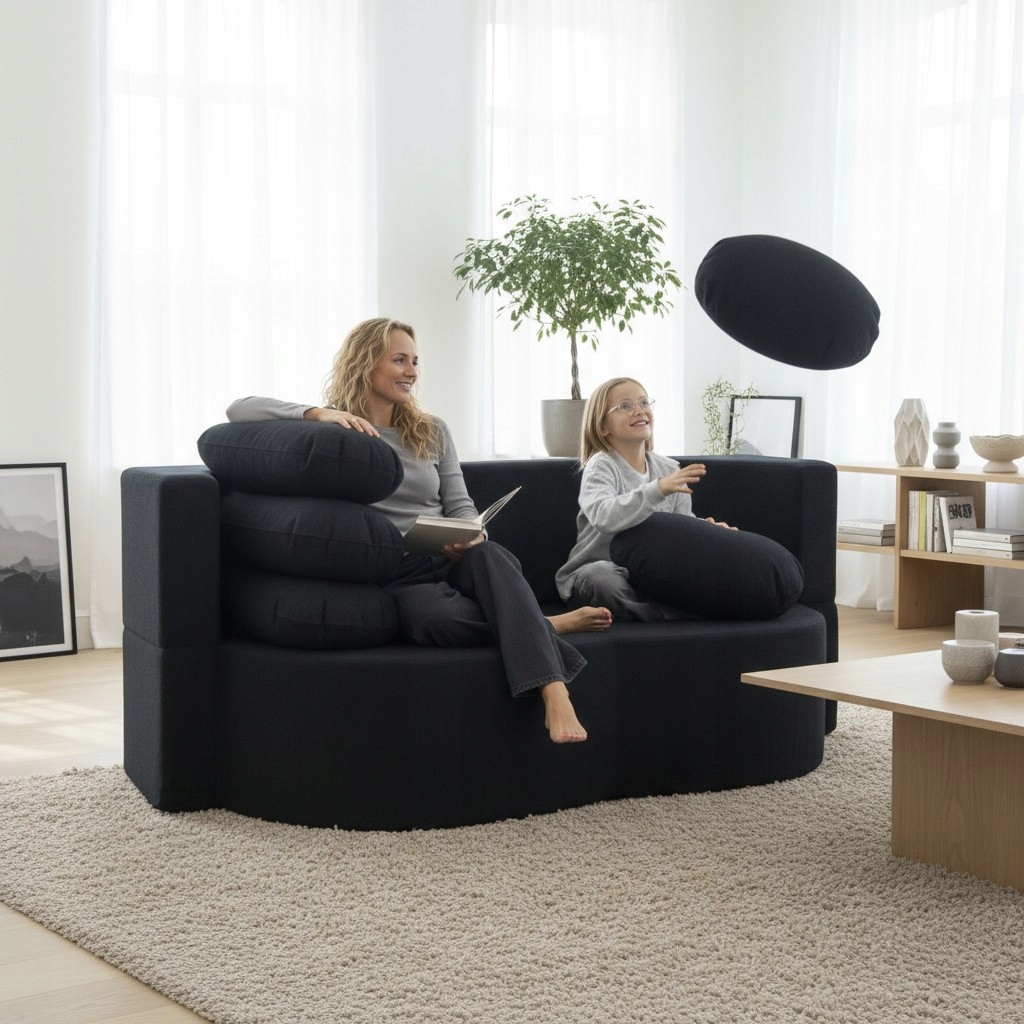 Sofa rozkładana z funkcją spania do salonu dla dzieci kompresowana kanapa