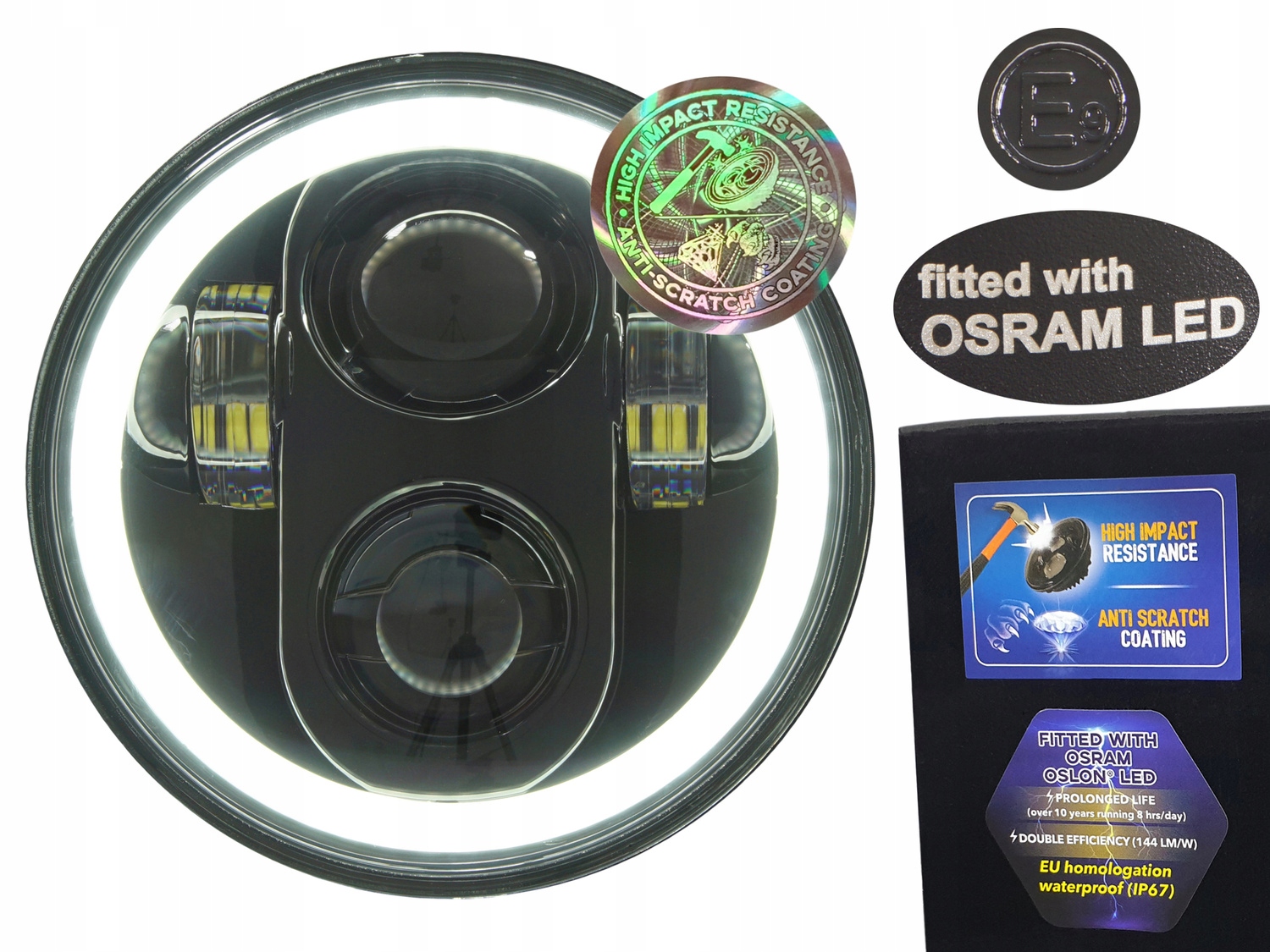 5,75-palcová Osram Led žiarovka 144 lm/W s dennými svetlami Drl, odolná voči poškriabaniu E pre Harley Indian
