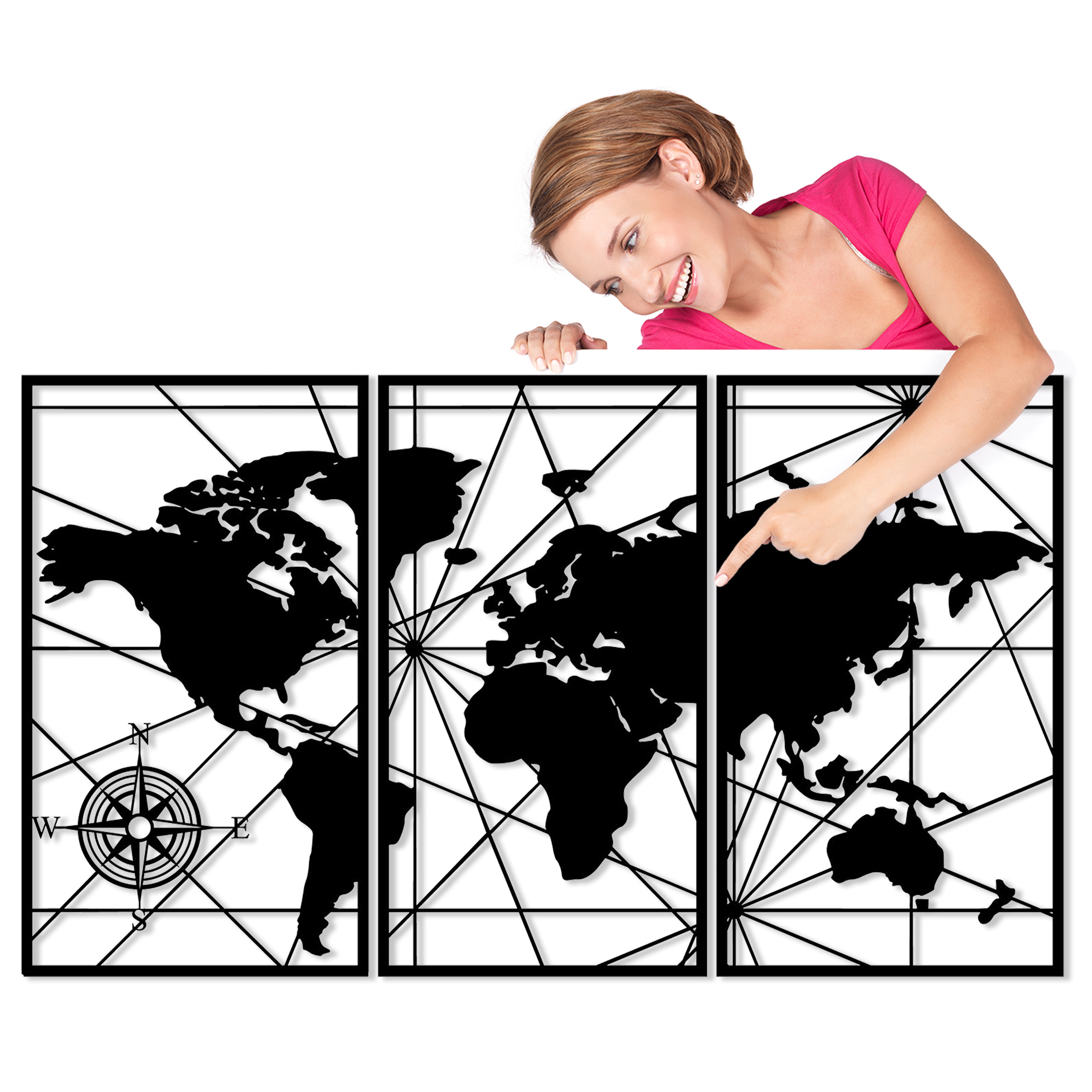 

Obraz Ażurowy Dekoracja Ścienna Panele Mapa Świata