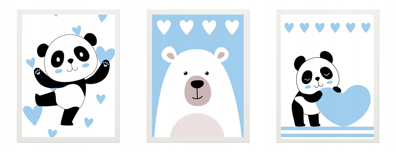 

Zestaw 3x Obrazek plakat A4 Pandy miś Na Prezent