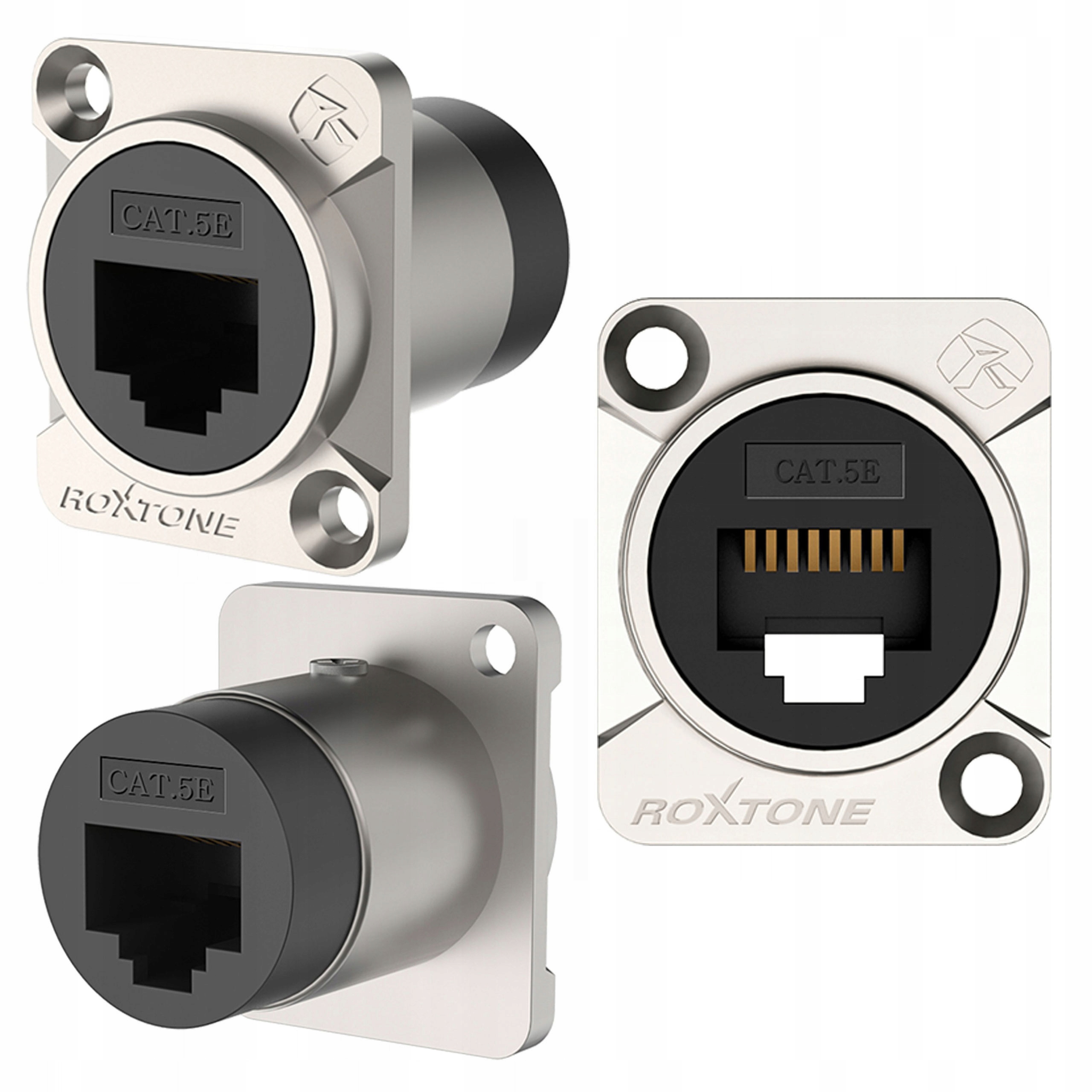 Gniazdo panelowe RJ45 Roxtone RAE8FD-C5 CAT5e srebrne