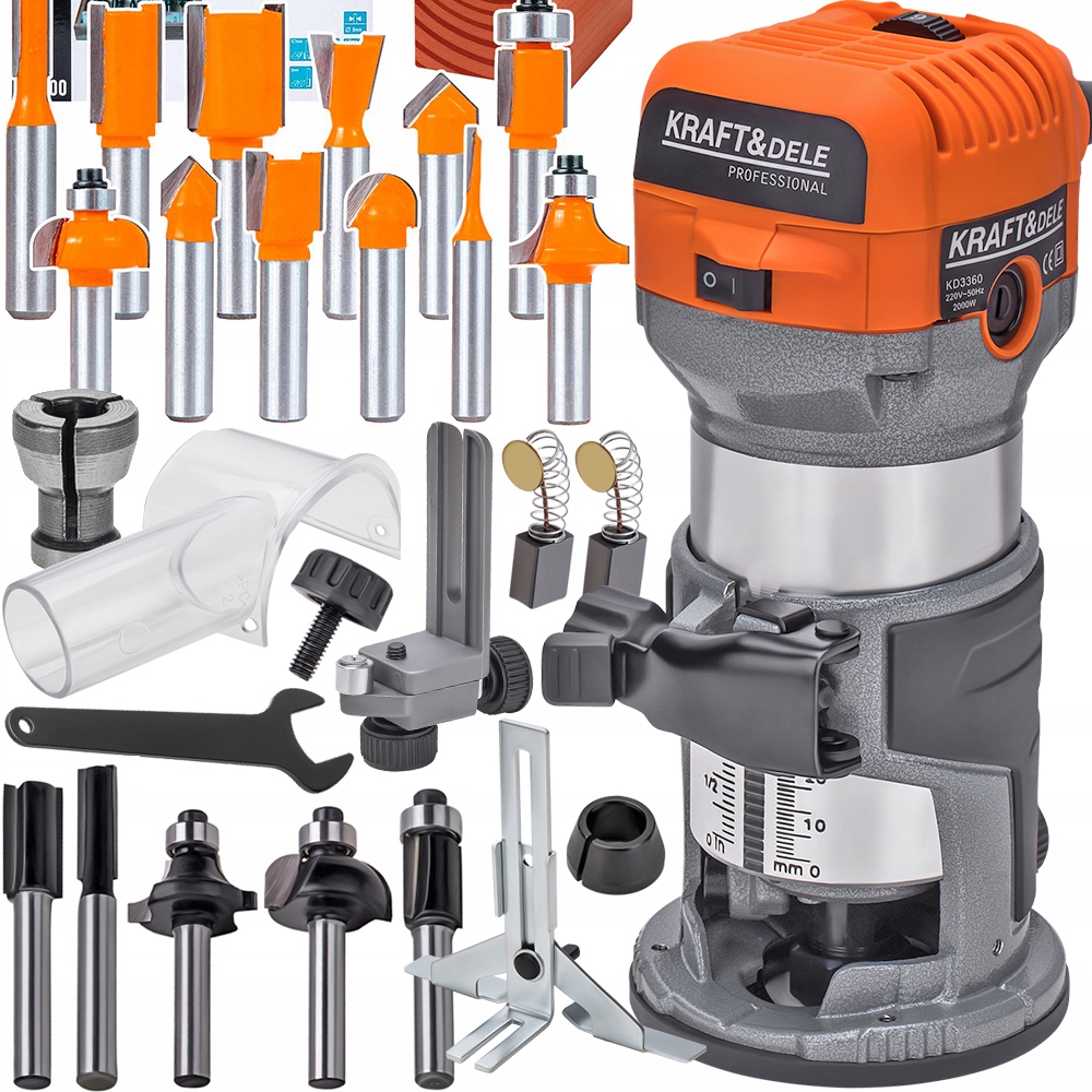 Frezarka Górnowrzecionowa 2000W Wycinarka Z Regulacją Obrotów Frezy 17 El