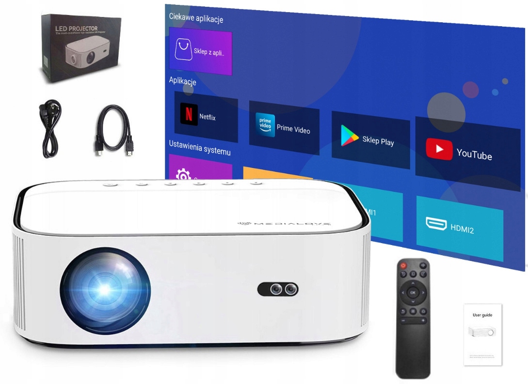 Projektor rzutnik Led Full Hd 4K 17400lm Autofocus Autokeystone Android