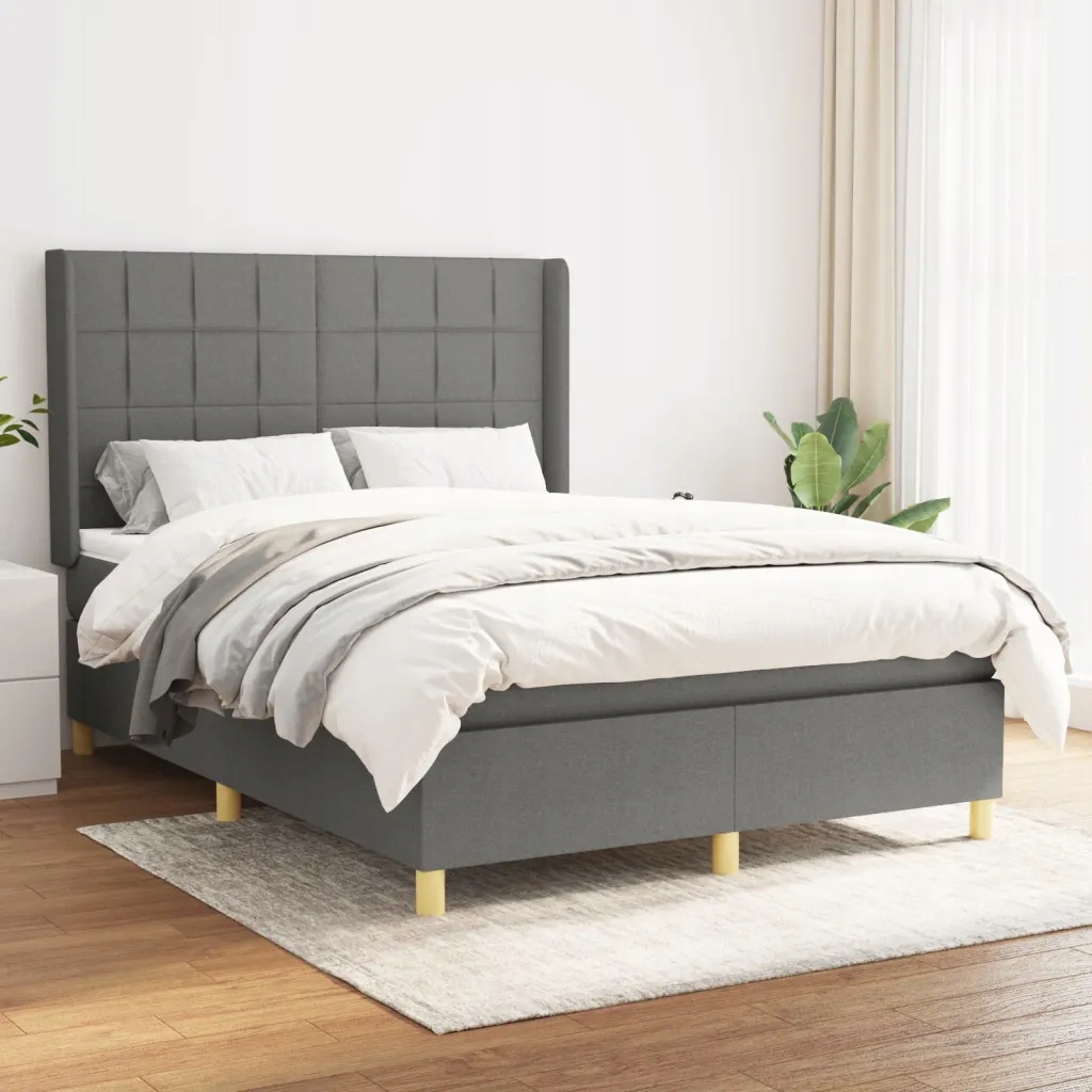 Box spring postel s matrací tmavě šedá 140x200 cm textil Šedá 3131994