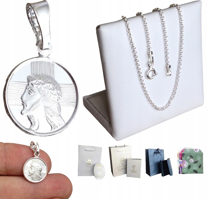 Łańcuszek srebrny 925 medalik Komunijny (na PREZENT / NA Gwiazdkę /KOMUNIA)