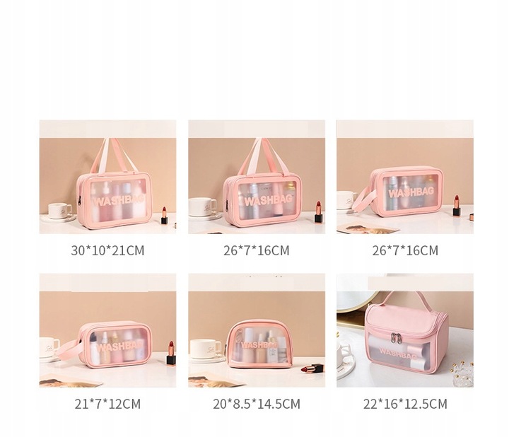 6w1 kosmetyczka Zestaw przeźroczysta pojemna PCV Marka bez marki