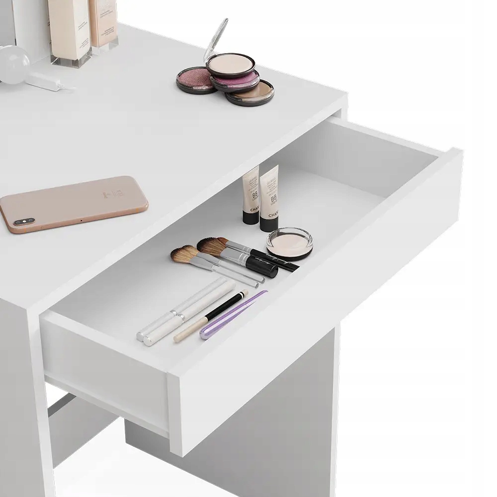 TOALETKA ISABELLE Z SZAFKAMI TABORETEM I LED VICCO Wysokość mebla 140 cm