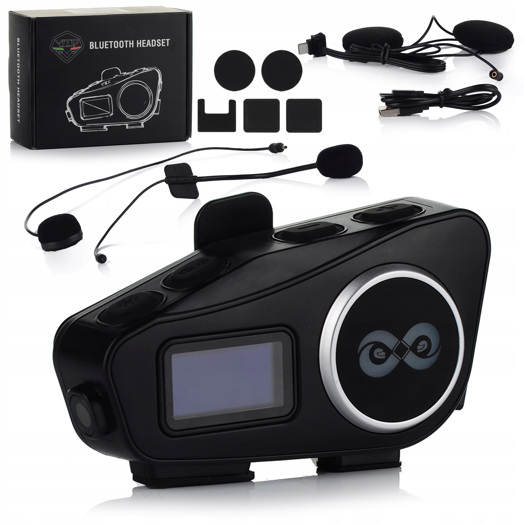 Motocyklový Interkom Vito Y6 Mesh Bluetooth pre 4 Moto Fm Rádio IPX6 1000 m