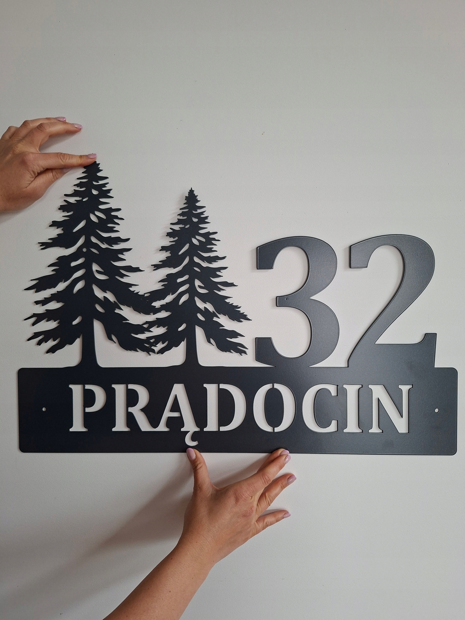 Adresová Tabuľka Veľká Adresa pre dom Jedľa ozdobná pre dom Les Jedlińska 60 cm