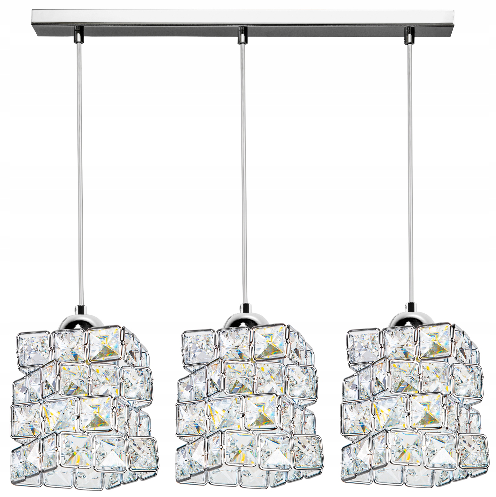 

Lampa Wisząca Plafon Żyrandol Kryształki Chrom Led