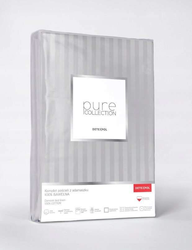 Pościel 200x160 Jasny Szary kolekcja Pure adamaszek Detexpol