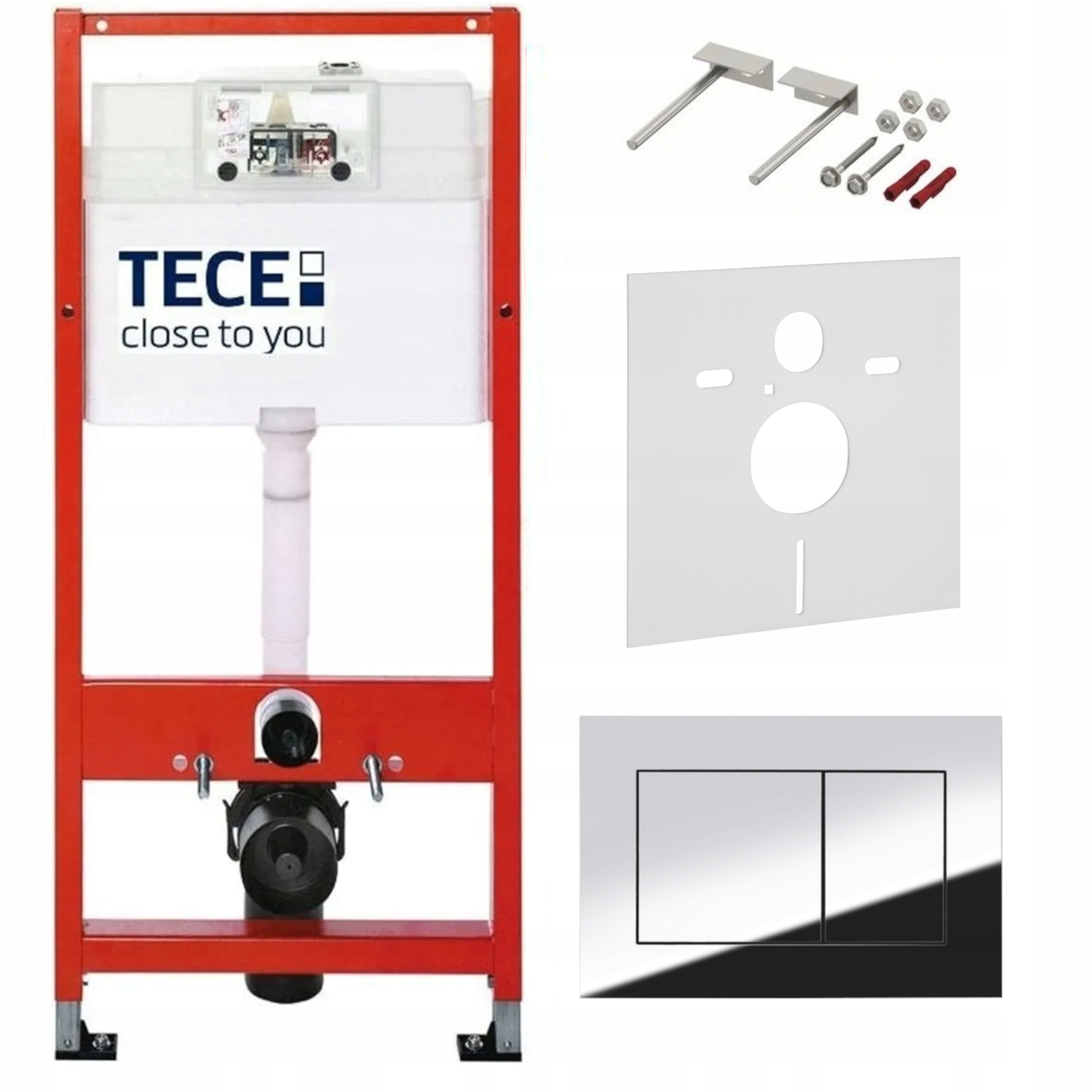 STELAŻ PODTYNKOWY DO WC TOALETY TECE ZESTAW WSPORNIKI MATA PRZYCISK CHROM