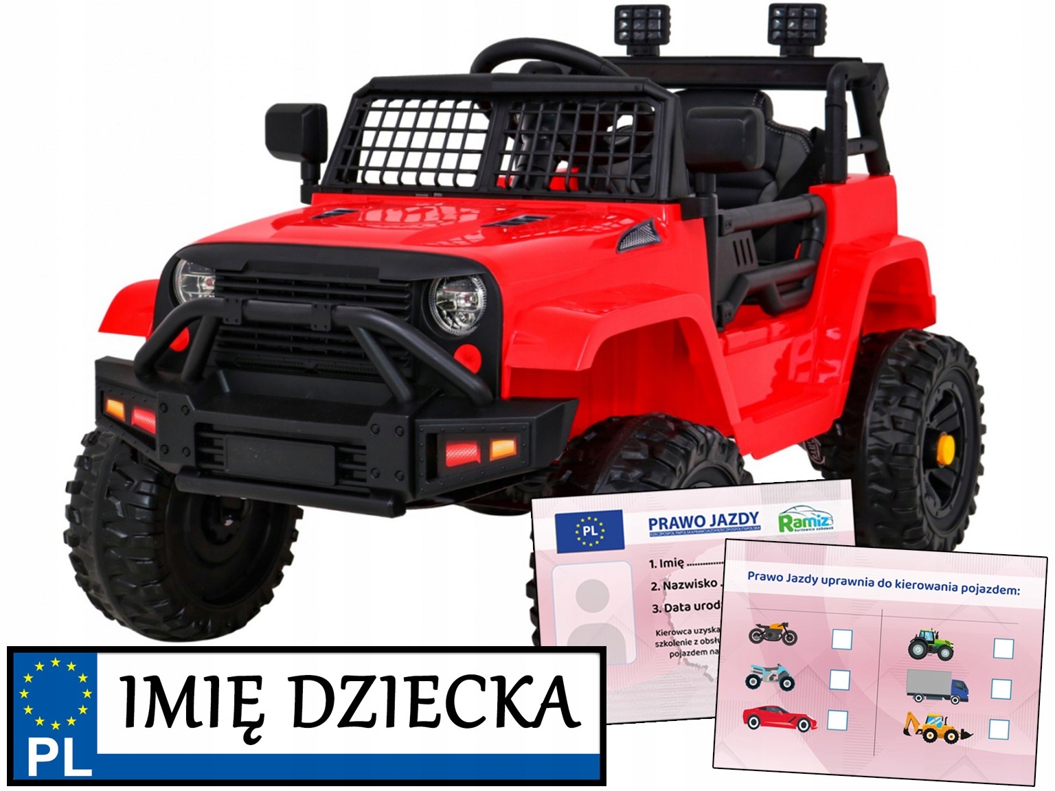 Jeep Elektryczny pojazd Dark Night dla dzieci Pilot Ekoskóra Duże Koła