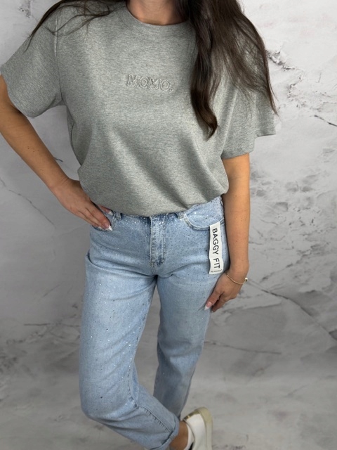 Džínové kalhoty s jasnými zirkony a krystaly r.M R 25 Baggy Fit Re Dress