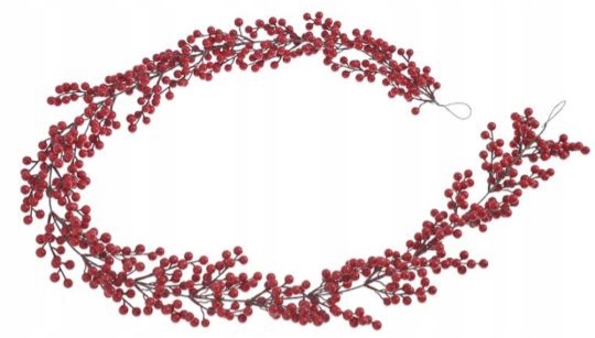 girlanda vetvička ovocie červené hloh červený 185 cm