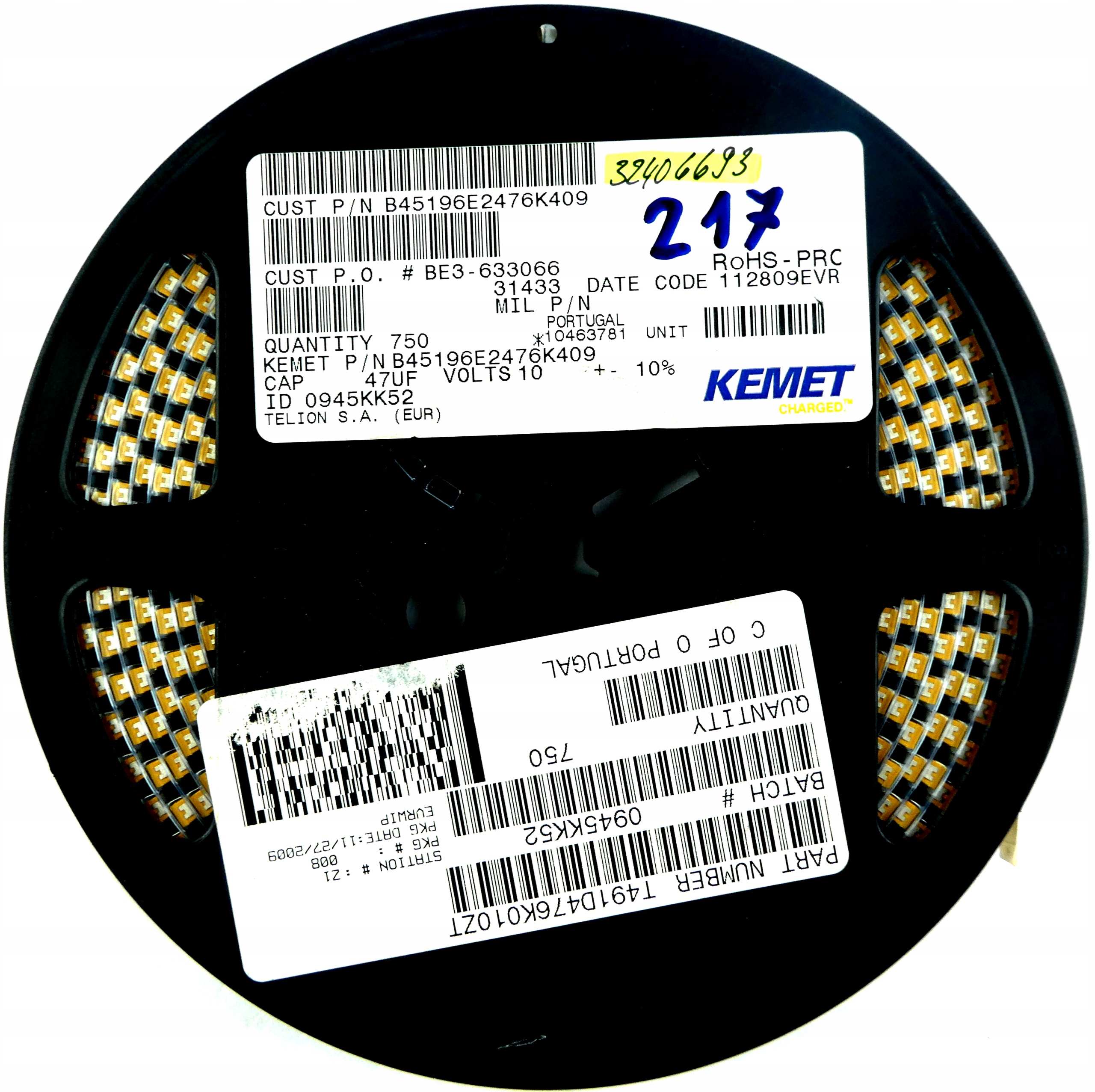 

Tantalowy 47uF 10V DC 10% 10szt.