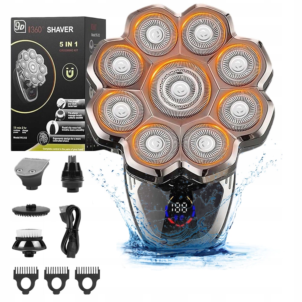 Holicí Strojek pro muže 9D voděodolný pro suché i mokré holení všude přes Usb