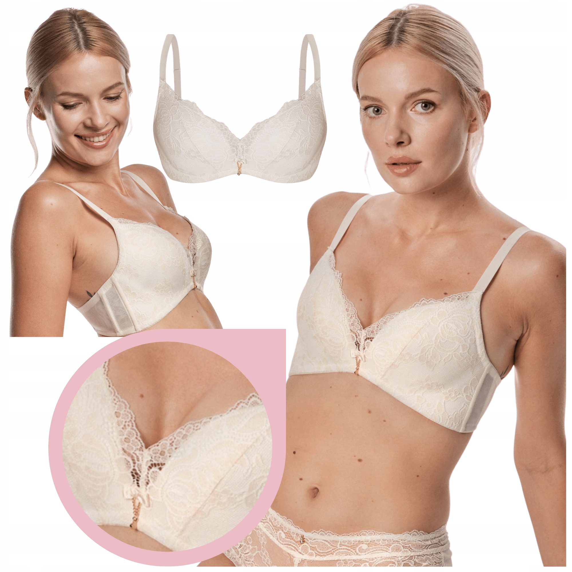 Mefemi Ksenia Push-up podprsenka bez kostic, smetanová, zvětšující 70F