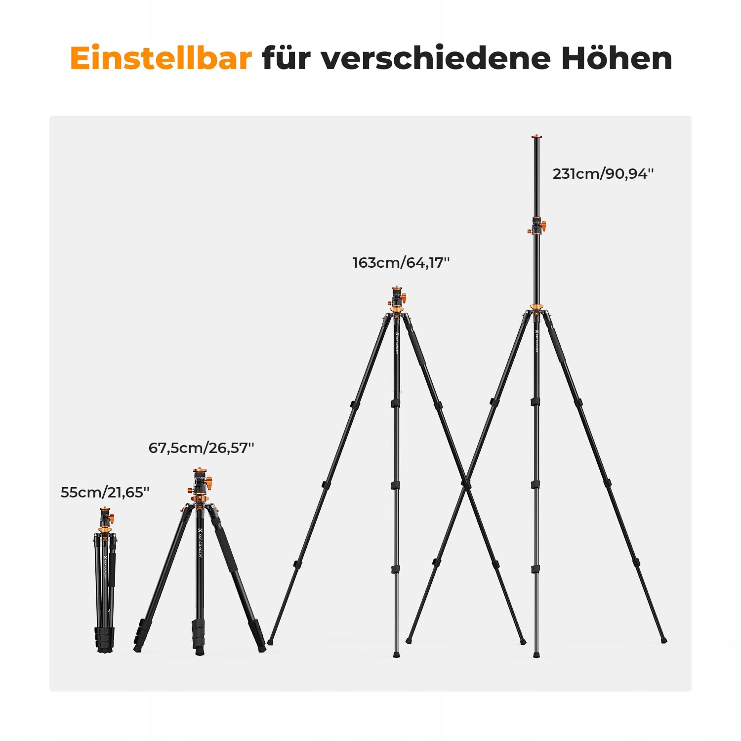 K&F CONCEPT Statyw Video Tripod 231cm Z Głowicą Fluidową Dla DSLR i Kamer — miniatura 7
