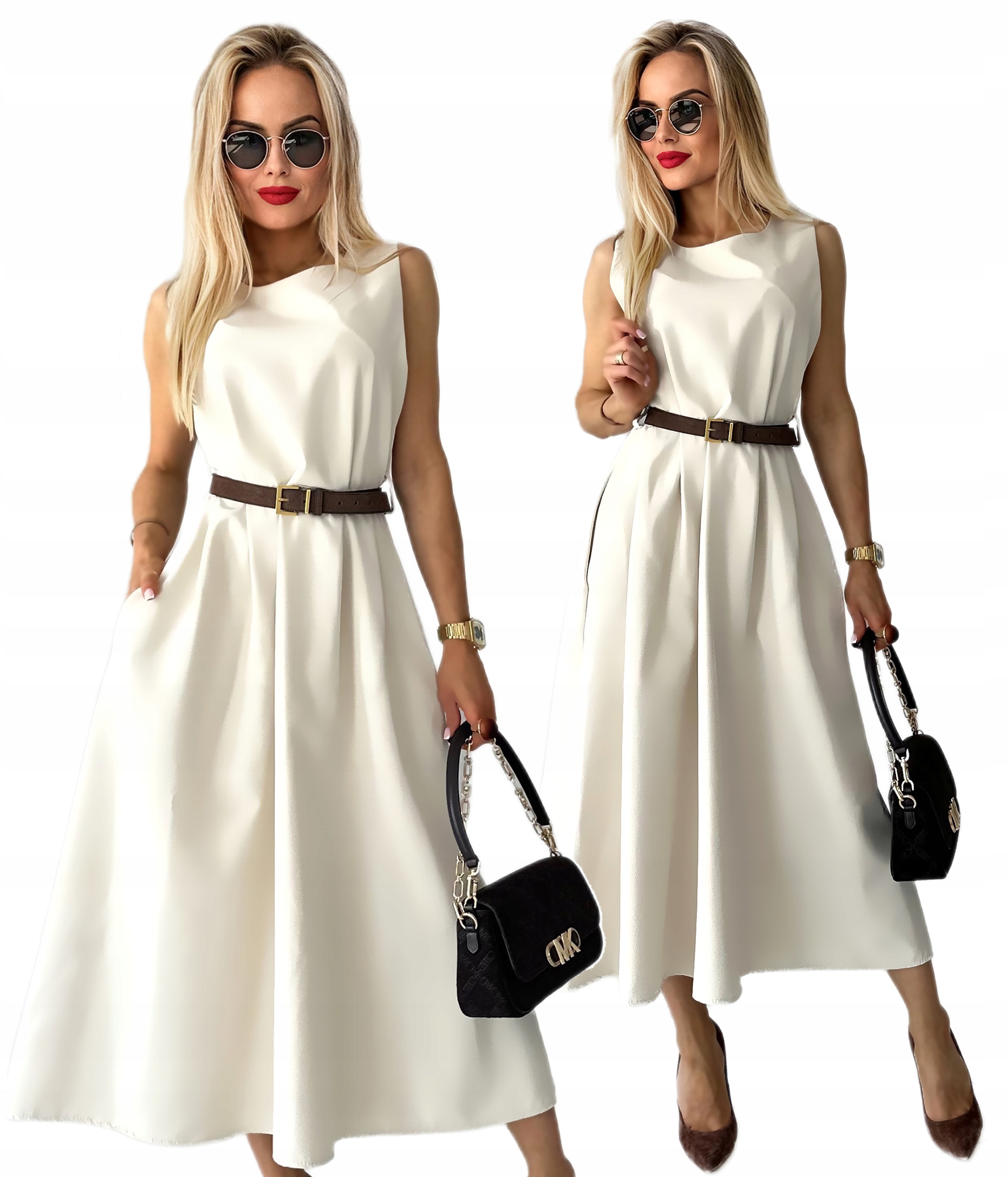 Elegantní Šaty s rozšířenými kapsami a pásek Dolores