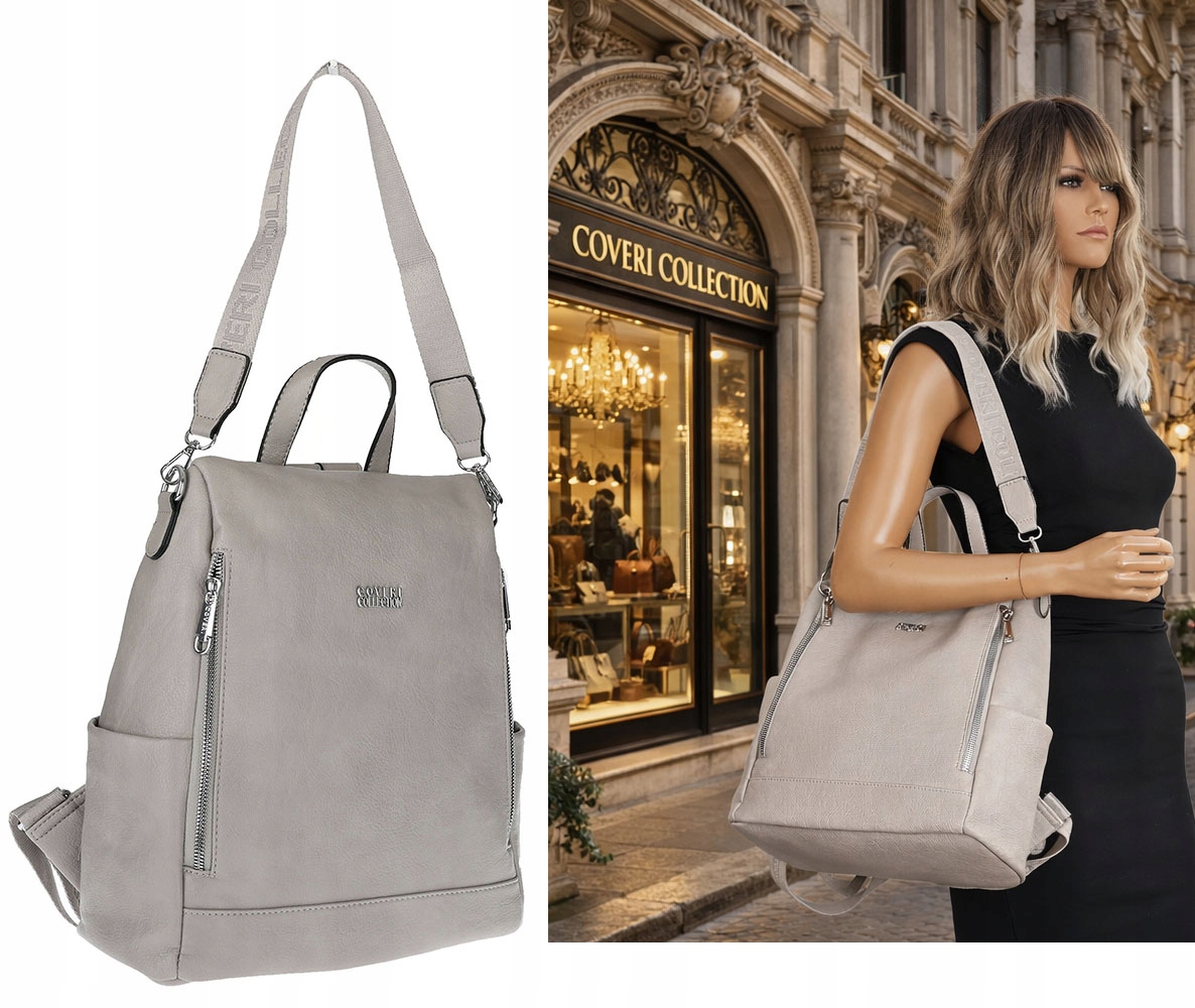 Torebka damska plecak 2w1 shopper duża pojemna na ramię modna CC028 Szara